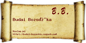 Budai Bozsóka névjegykártya